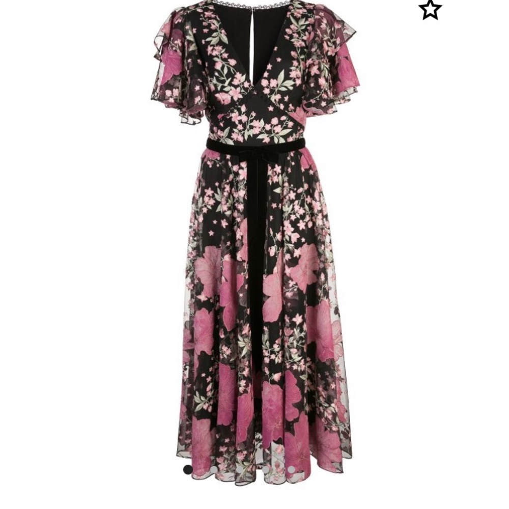 Embroided floral ruffled dress sz2